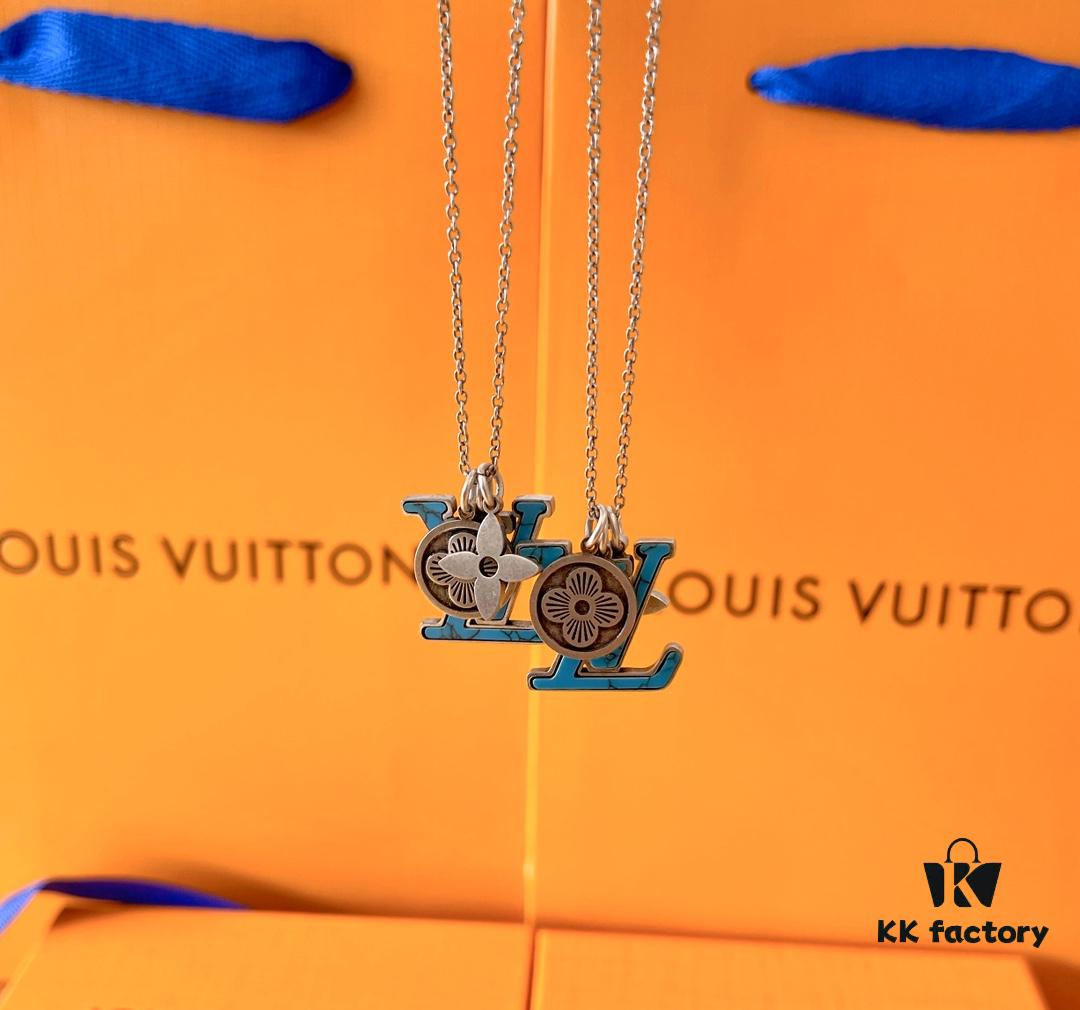 692fcea399f2d84055c89a94 Louis Vuitton Unisex Pendant Chain LV Turquoise Necklace (High-Replica Version, Comparable to Authentic, Synchronized with Boutique Release)
