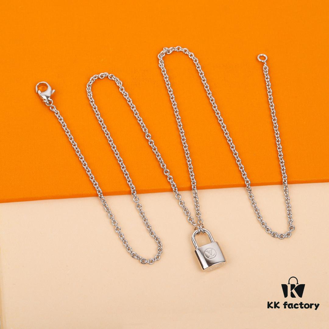 692fceb499f2d84055c89ab0 LV Lock Necklace Z+ ZP in Sterling Silver