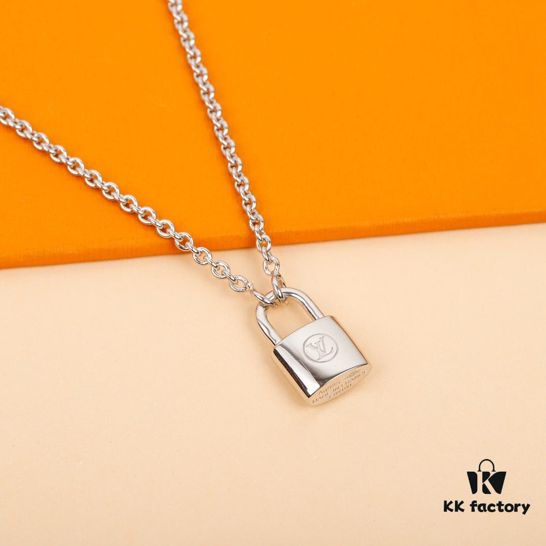 692fceb599f2d84055c89ab1 LV Lock Necklace Z+ ZP in Sterling Silver