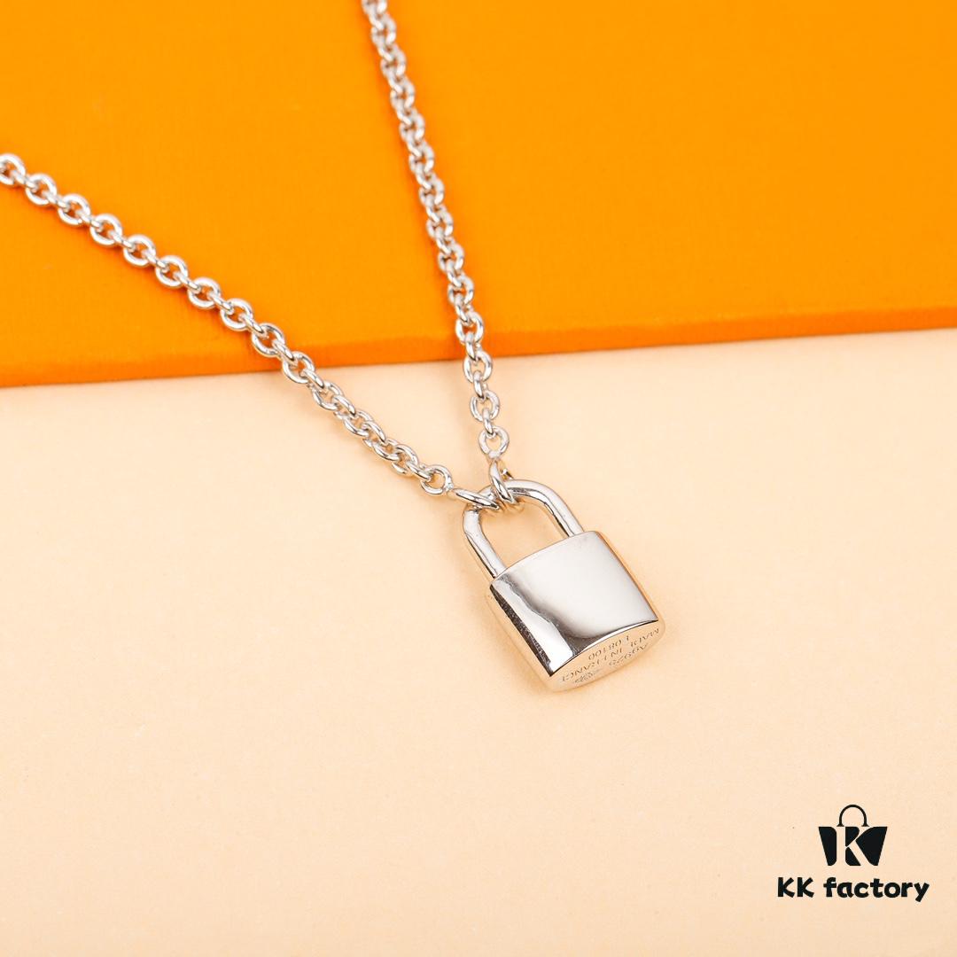 692fceb599f2d84055c89ab3 LV Lock Necklace Z+ ZP in Sterling Silver