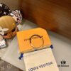 LV Latest Pure LV Double-Circle Metal-Combined Monogram Leather Bracelet for Women