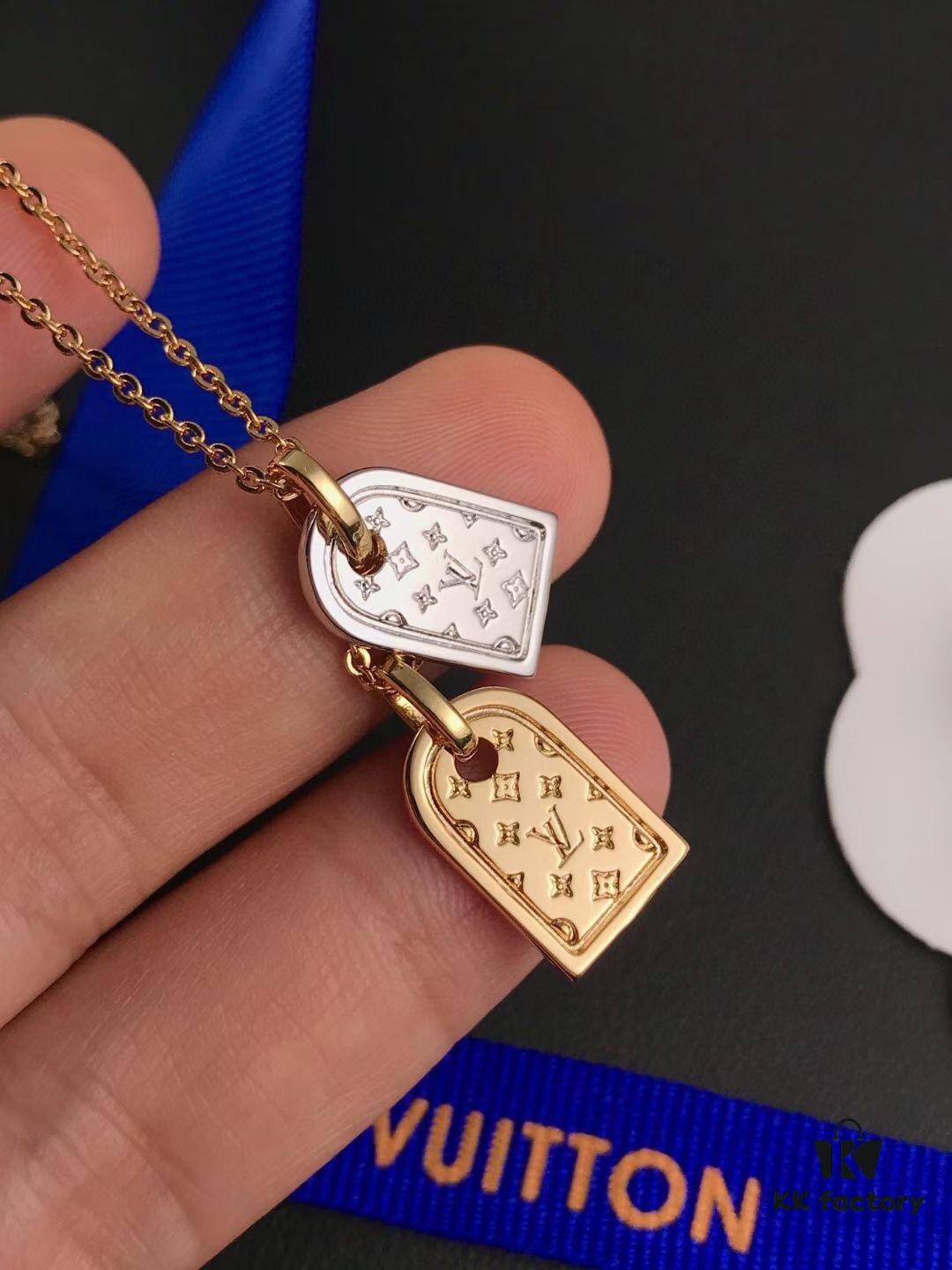 692fcf2f99f2d84055c89b8a LV Nanogram Pendant Necklace, Recommended by Influencers! Two-Tone Mini Pendant with Beaded Chain, Featuring LV Logo and Monogram Pattern, Asymmetric Layered Design, Elegant and Stylish, Reversible Wear, Perfect as a Necklace or Collarbone Chain, Ideal for Layering