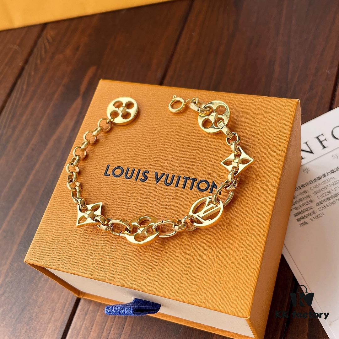 692fcf8699f2d84055c89c1c Golden LV Blooming Series Bracelet with Elegant Pendants