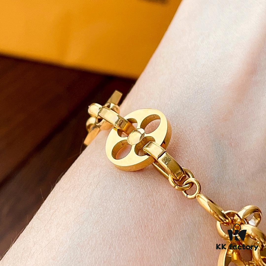 692fcf8799f2d84055c89c1d Golden LV Blooming Series Bracelet with Elegant Pendants