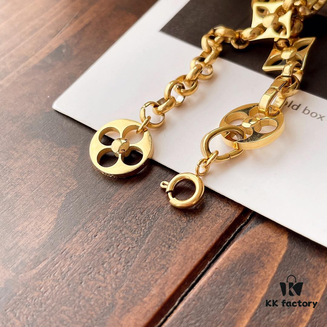 692fcf8899f2d84055c89c1f Golden LV Blooming Series Bracelet with Elegant Pendants