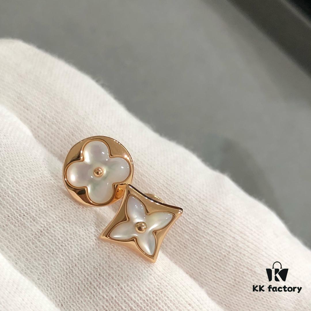 692fcfbb99f2d84055c89c80 New Arrival, Classic LV Monogram AB Style Mother-of-Pearl Flower Earrings