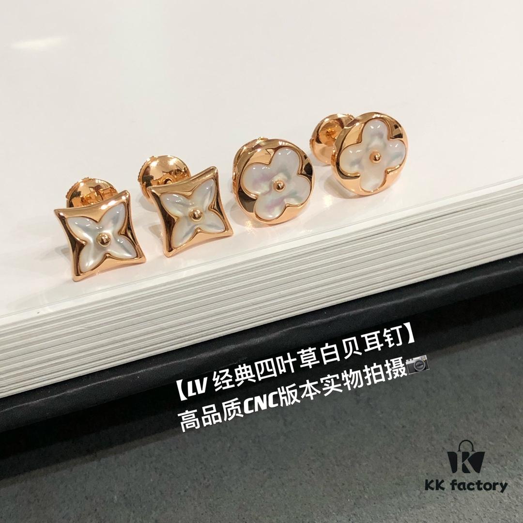 692fcfbd99f2d84055c89c83 New Arrival, Classic LV Monogram AB Style Mother-of-Pearl Stud Earrings