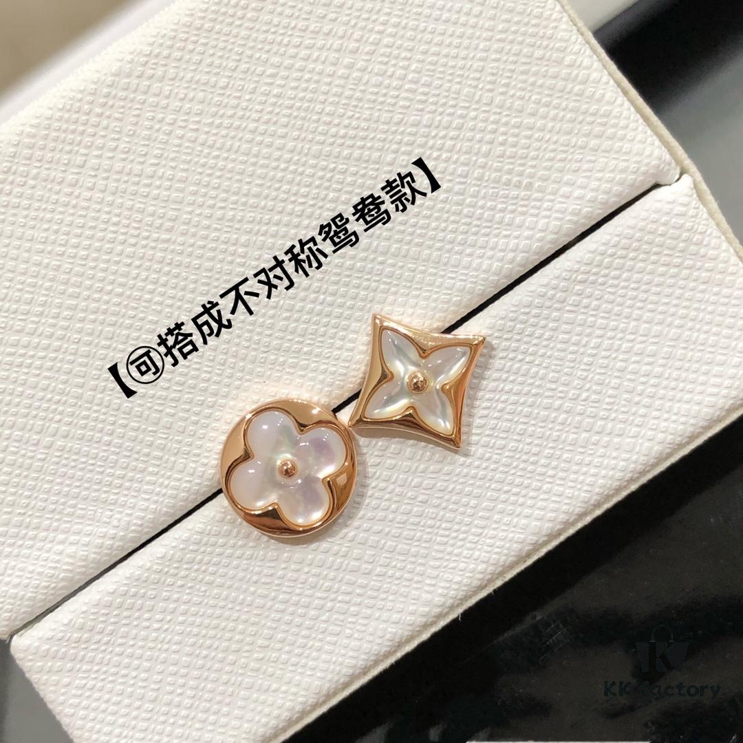 692fcfbf99f2d84055c89c88 New Arrival, Classic LV Monogram AB Style Mother-of-Pearl Stud Earrings