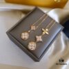 692fcfc899f2d84055c89c9c Exquisite ZP LV Jewelry with Classic Flower Design, White and Pink Mother-of-Pearl Inlay, Accented with a Small Diamond, Made in V Gold with Sterling Silver Chain