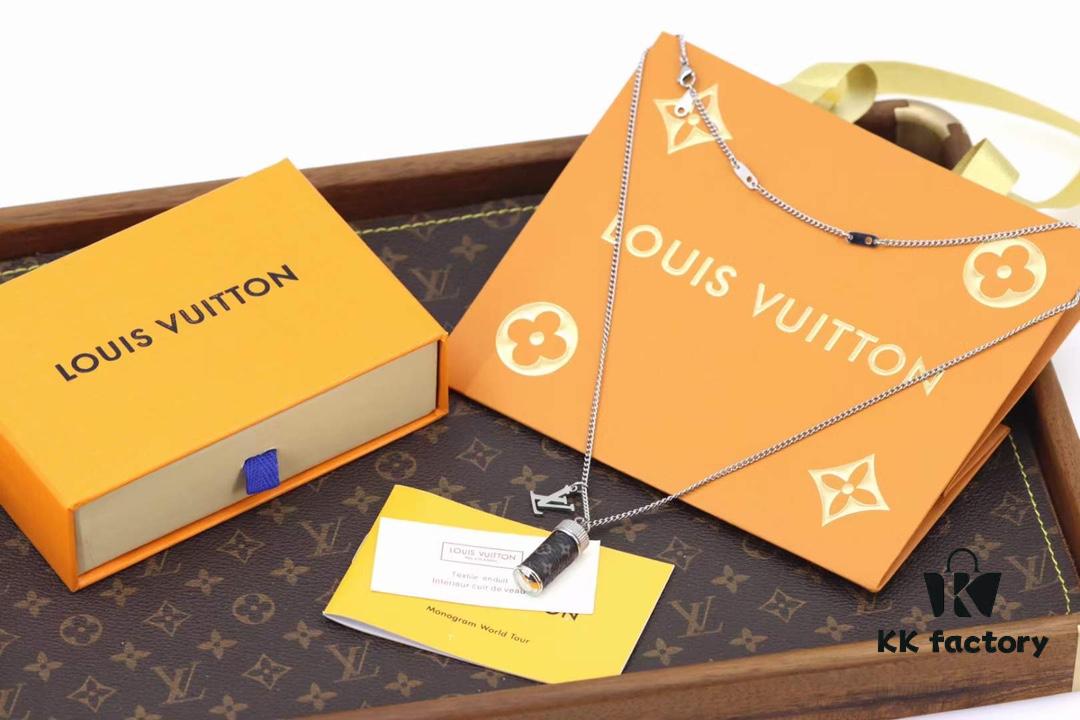 Louis Vuitton Canvas Monogram Eclipse Perfume Bottle Pendant Necklace
