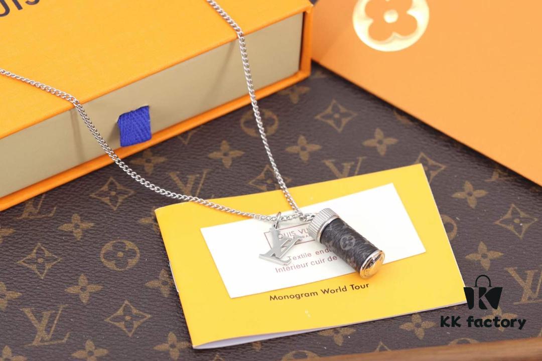 Louis Vuitton Canvas Monogram Eclipse Perfume Bottle Pendant Necklace