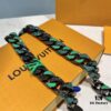 692fd00f99f2d84055c89d25 New Arrival: LV Chain Links Patches Cuban Green Colored Diamond Necklace for Men