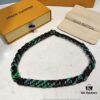 692fd01199f2d84055c89d2a New Arrival: LV Chain Links Patches Cuban Green Colored Diamond Necklace for Men