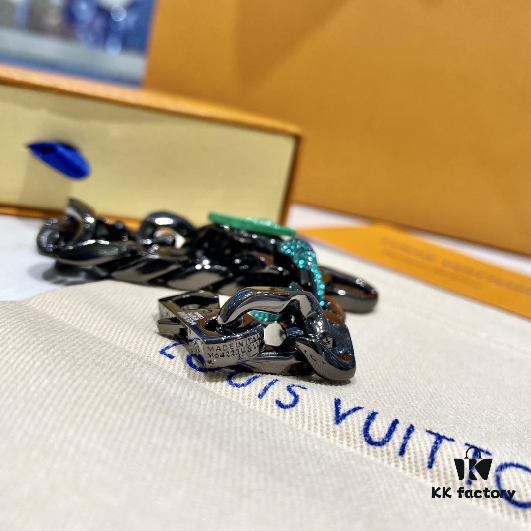 692fd01499f2d84055c89d2e New Arrival~LV Men's Bracelet CHAIN LINKS PATCHES Cuban Green Colorful Crystal Bracelet 21cm