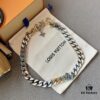 LV 20205S Enamel Necklace/Bracelet Unisex Cuban Link Chain with L and V Interlocking Design and Monogram Pattern