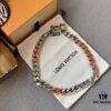 692fd01e99f2d84055c89d3e LV 20205S Enamel Necklace/Bracelet Unisex Cuban Link Chain with Logo Design