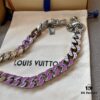 692fd02199f2d84055c89d42 LV 20205S Enamel Necklace/Bracelet Unisex Cuban Link Chain with L&V Logo and Monogram Pattern