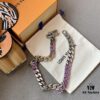 692fd02399f2d84055c89d49 LV 20205S Enamel Necklace/Bracelet Unisex Cuban Link Chain with L&V Logo and Monogram Pattern