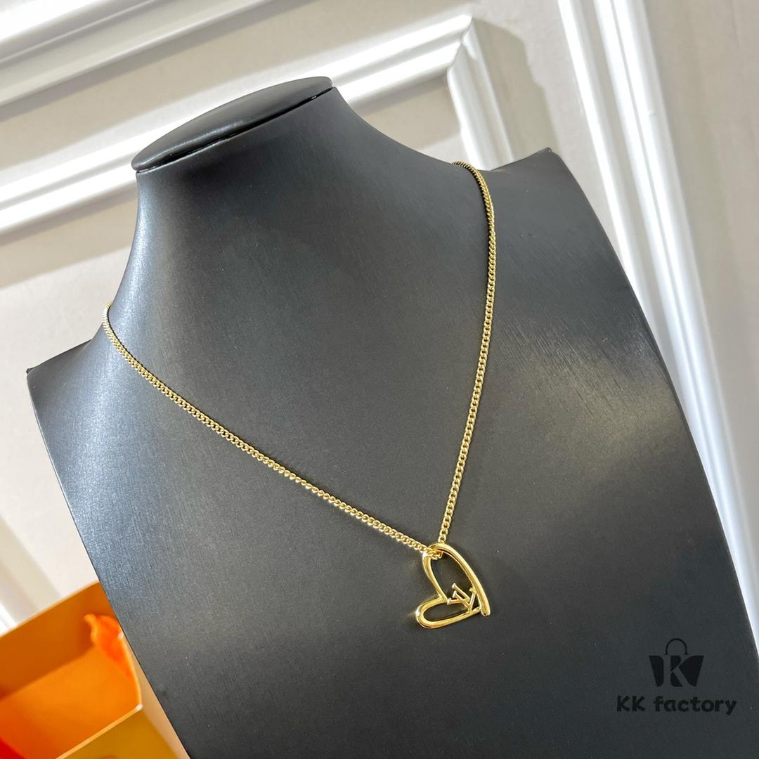 692fd05c99f2d84055c89d9c ❗️Qixi Limited Edition❗️ Louis Vuitton LV Letter Heart ❤ Necklace and Earrings