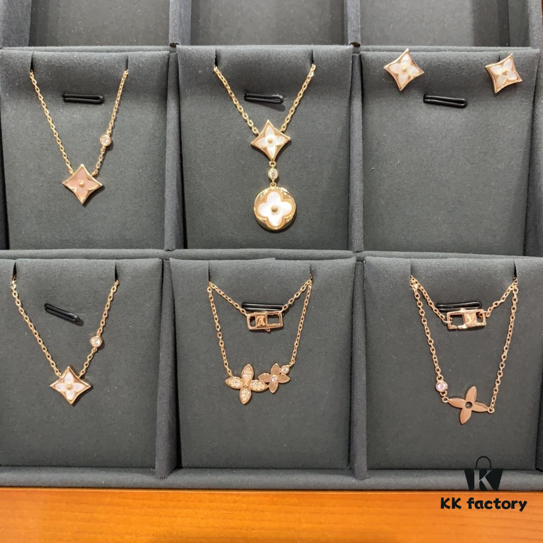 LV Precision Silver Edition Various Styles Necklace and Earrings