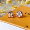 692fd08599f2d84055c89deb LV White Mother-of-Pearl Asymmetrical Earrings, 925 Sterling Silver with Vacuum Plated 18K Rose Gold Finish