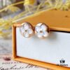 692fd08b99f2d84055c89df6 LV Round White Mother-of-Pearl Stud Earrings with 18K Rose Gold Plating