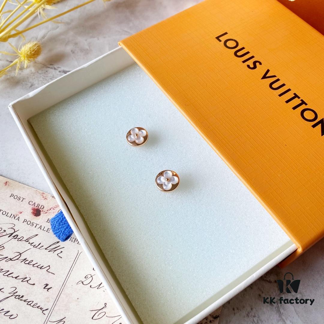 692fd08b99f2d84055c89df7 LV Round White Mother-of-Pearl Stud Earrings with 18K Rose Gold Plating