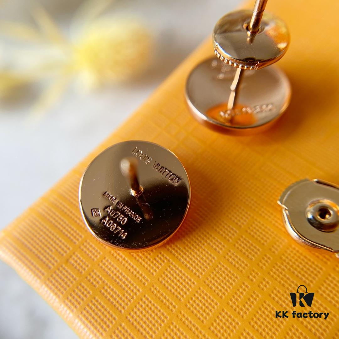 692fd08d99f2d84055c89dfb LV Round White Mother-of-Pearl Stud Earrings with 18K Rose Gold Plating