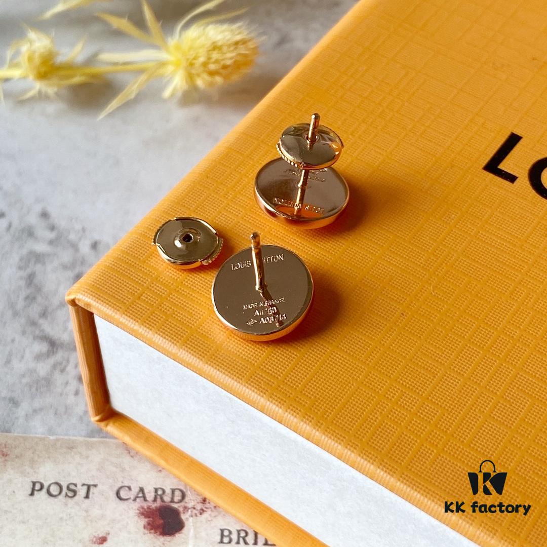 692fd09099f2d84055c89e00 LV Round White Mother-of-Pearl Stud Earrings with 18K Rose Gold Plating