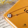 692fd09599f2d84055c89e08 LV Round White Mother-of-Pearl Necklace with 18K Rose Gold Plating and Swarovski Crystal Accents