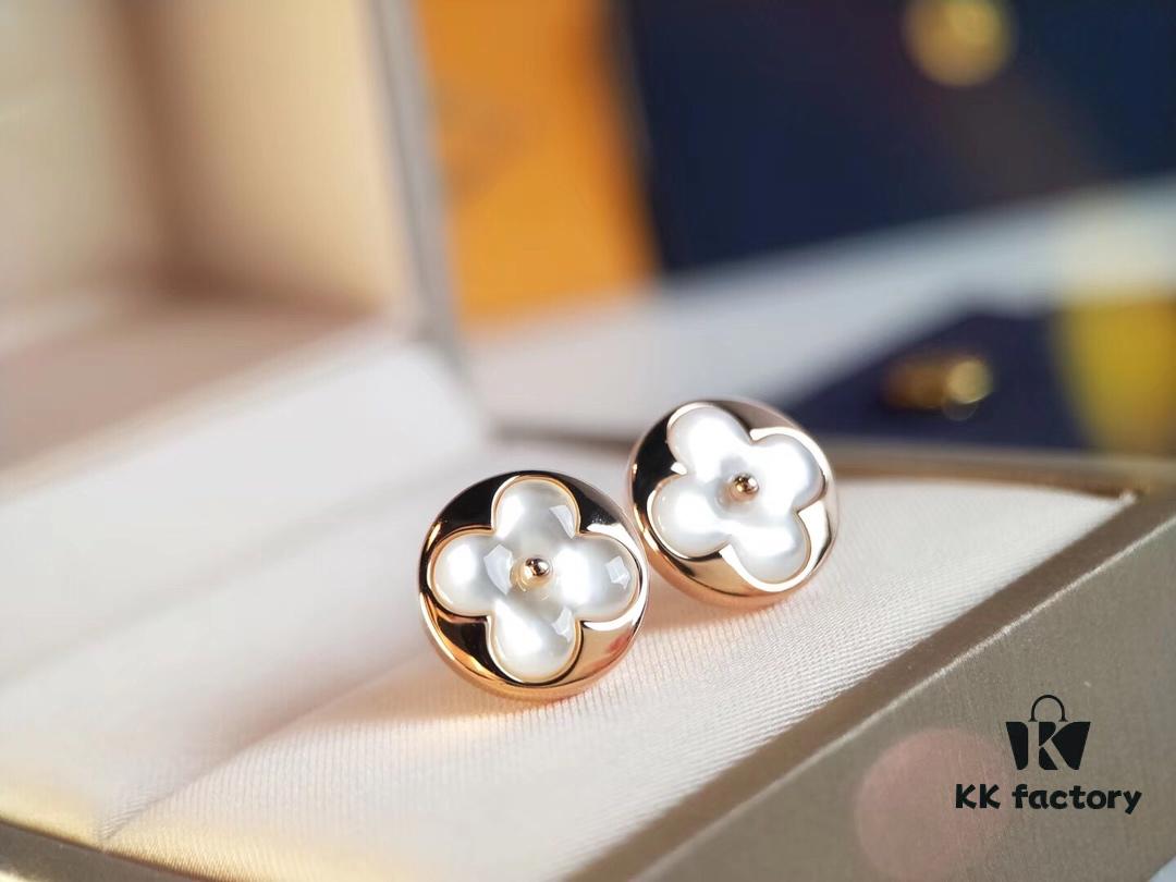 692fd09d99f2d84055c89e15 LV Classic Monogram White Mother-of-Pearl Stud Earrings