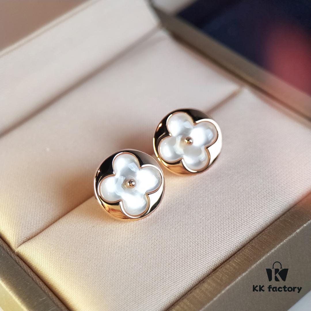 692fd0a099f2d84055c89e18 LV Classic Monogram White Mother-of-Pearl Stud Earrings