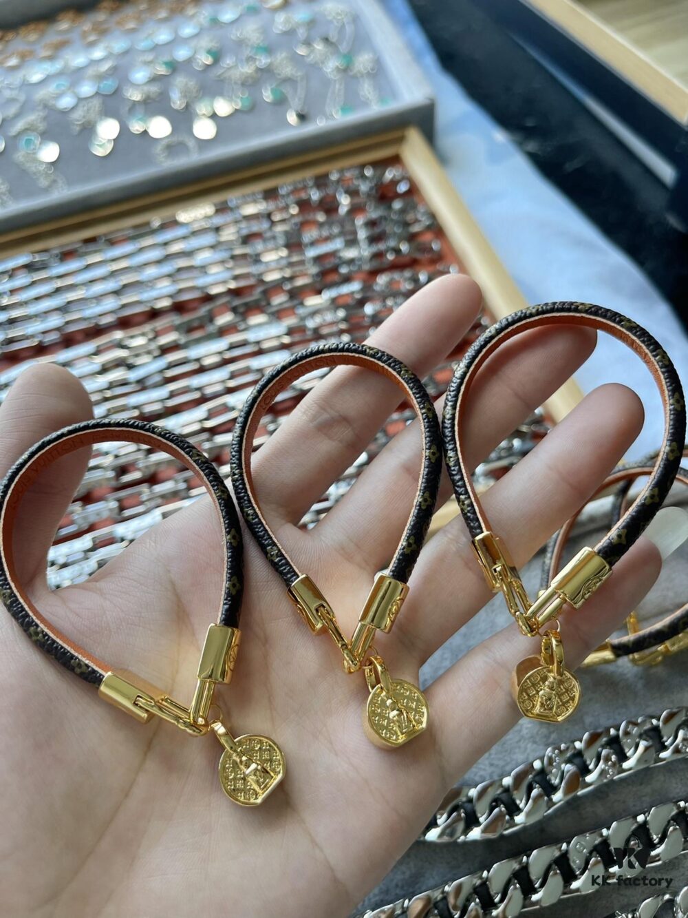 692fd10099f2d84055c89eb9 LV Monogram Leather Bracelet