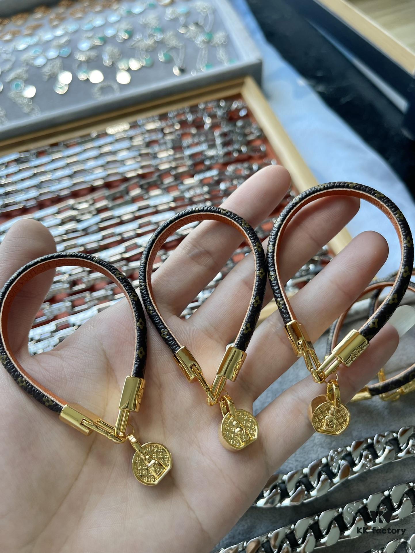 692fd10099f2d84055c89eb9 LV Monogram Leather Bracelet