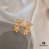 Hand-set Diamond CNC High Version Dogwood Flower Stud Earrings