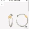 692fd12899f2d84055c89efe LV 2022 New Arrival Gold and Silver Dual-Tone Crescent Hook Earrings Louis Vuitton Luxury Custom Thick Gold Plating One-to-One Craftsmanship