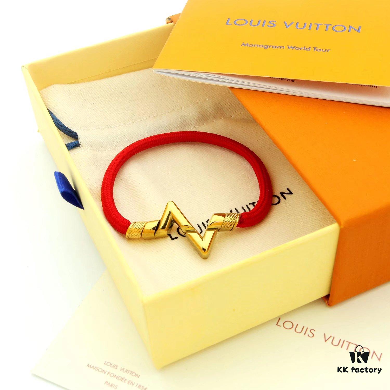 692fd13299f2d84055c89f0f LV Braided Bracelet in Colorful Volt Play 18K Gold Bracelet with Interlocking L and V Motif