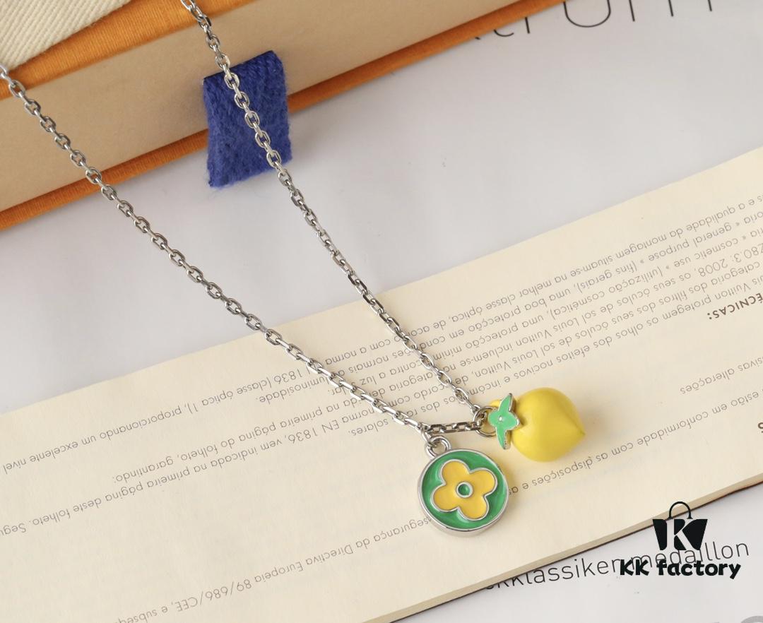 692fd15199f2d84055c89f49 New Donkey Brand Necklace ✨ Green and Yellow Lemon Pendant with Fresh Summer Vibes