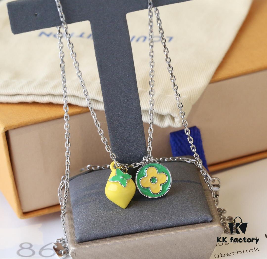 692fd15399f2d84055c89f4d New Donkey Brand Necklace ✨ Green and Yellow Lemon Pendant with Fresh Summer Vibes