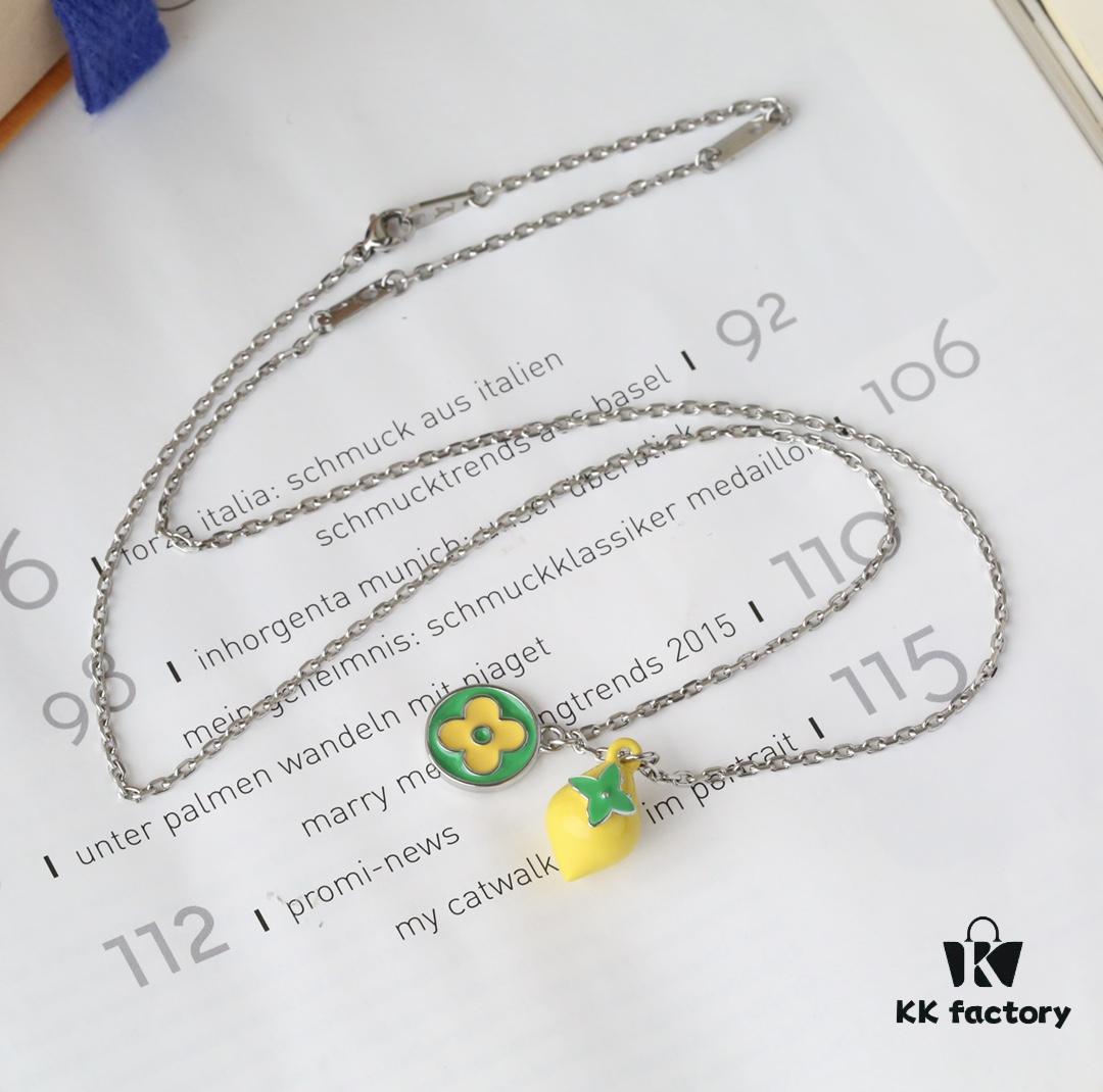 692fd15399f2d84055c89f4f New Donkey Brand Necklace ✨ Green and Yellow Lemon Pendant with Fresh Summer Vibes