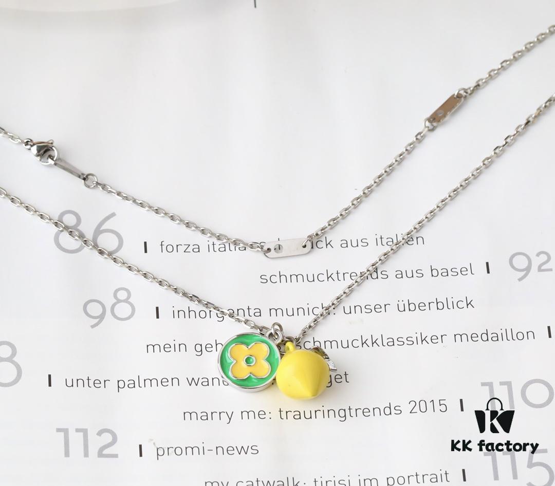 692fd15599f2d84055c89f51 New Donkey Brand Necklace ✨ Green and Yellow Lemon Pendant with Fresh Summer Vibes