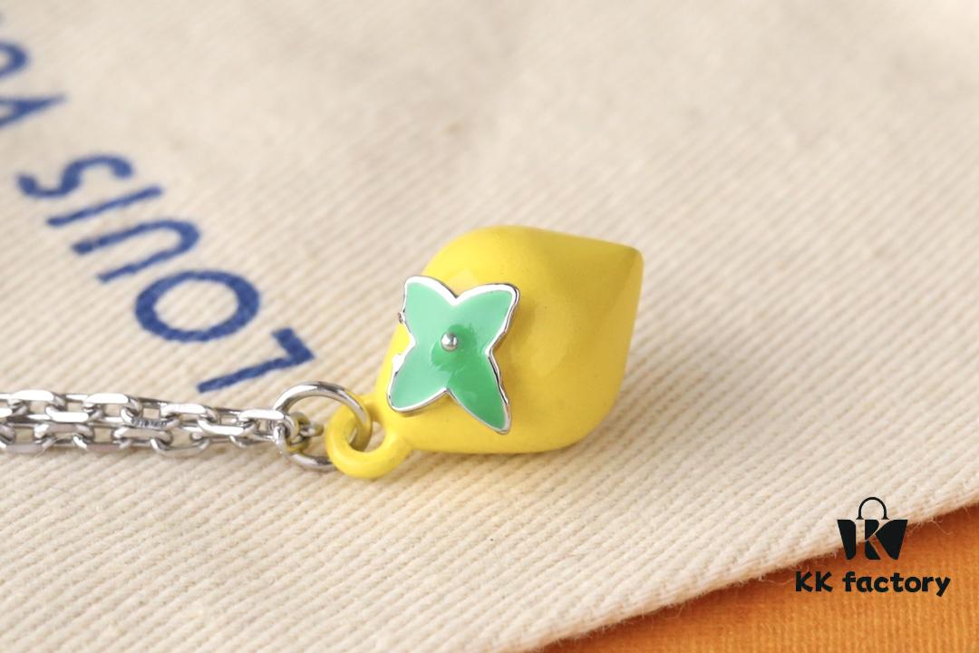 692fd15599f2d84055c89f53 New Donkey Brand Necklace ✨ Green and Yellow Lemon Pendant with Fresh Summer Vibes