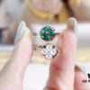 692fd16099f2d84055c89f6c Color Blossom High Jewelry Ring in V Gold with White Shell, Red Carnelian, Peacock Green, and Black Onyx