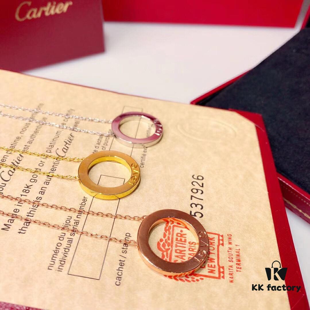 692fd17599f2d84055c89f9e Cartier Love Series Full Diamond-Set Smooth 'Big Cake' Necklace, Two-Way Wearable, German Imported Gold Plated with Pt 950 Platinum Finish, Anti-Tarnish, Authentic Logo Engraving and Holographic Security Code, Lobster Clasp in Rose Gold, White Gold, and Yellow Gold