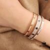 692fd18f99f2d84055c89fe2 Cartier Narrow Style Diamond-Paved Bracelet, S925 Sterling Silver with Thick Gold Plating, Rose Gold/Gold/Platinum, Adjustable Fit, Celebrity-Inspired Design