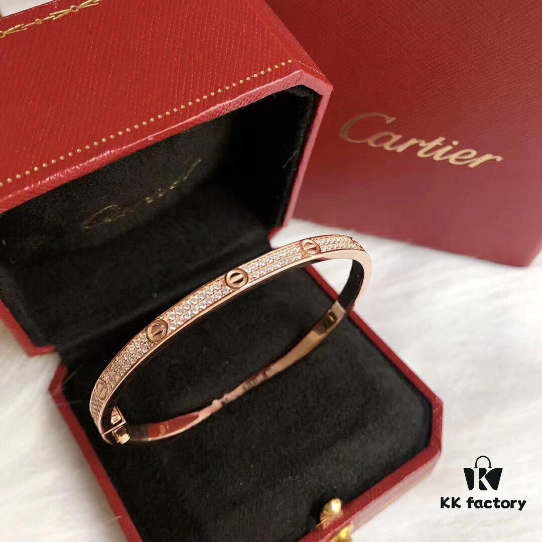 692fd19299f2d84055c89feb Cartier Narrow Style Diamond-Paved Bracelet, S925 Sterling Silver with Thick Gold Plating, Rose Gold/Gold/Platinum, Adjustable Fit, Celebrity-Inspired Design