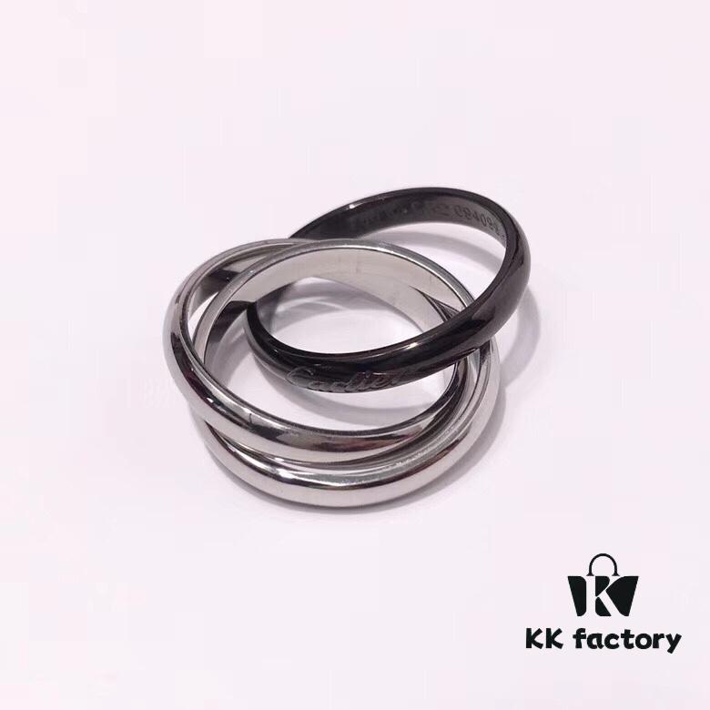 692fd19399f2d84055c89fec Cartier Trinity Black-Inlay Stainless Steel Smooth Ring