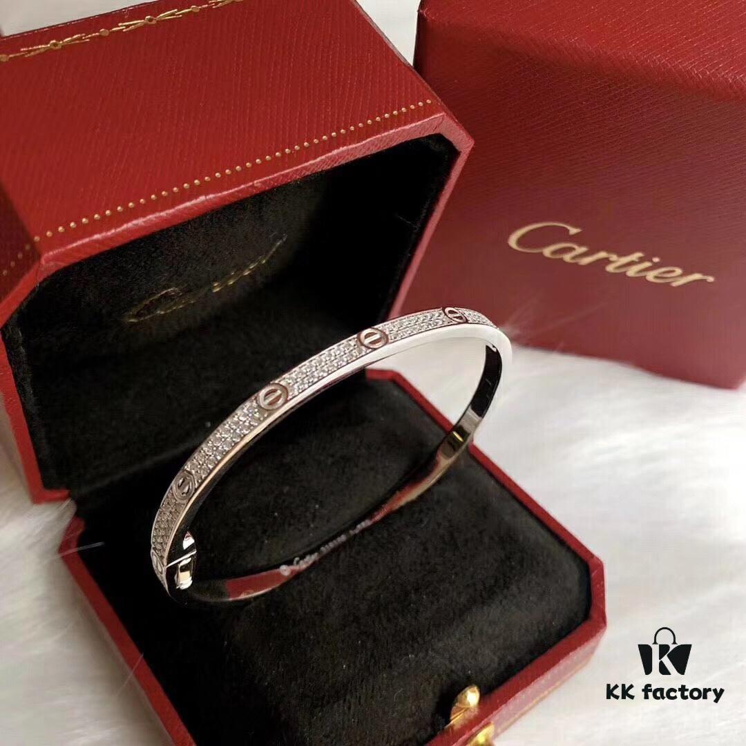 692fd19399f2d84055c89ff0 Cartier Narrow Style Diamond-Paved Bracelet, S925 Sterling Silver with Thick Gold Plating, Rose Gold/Gold/Platinum, Adjustable Fit, Celebrity-Inspired Design