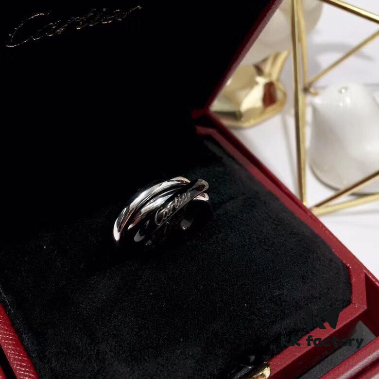 692fd19399f2d84055c89ff1 Cartier Trinity Black-Inlay Stainless Steel Smooth Ring