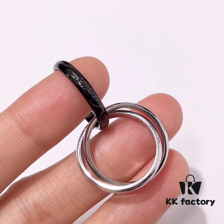692fd19799f2d84055c89ffa Cartier Trinity Black-Inlay Stainless Steel Smooth Ring